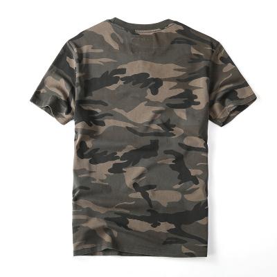 China New Men's Cotton Anti-Wrinkle Loose Short Sleeve Polo Shirt Summer Camouflage Round Neck T-Shirt for sale