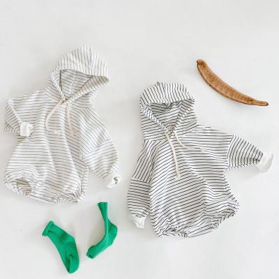 China 100% Cotton Autumn and Winter Clothing Baby Boy and Girl Net Romper Hooded Jumpsuit Infant Rising Suit for sale