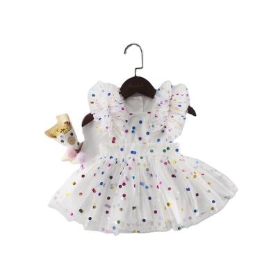 China Washable Cute Polka Dot Princess Dress Tulle Mesh Skirt Babies Dress for sale