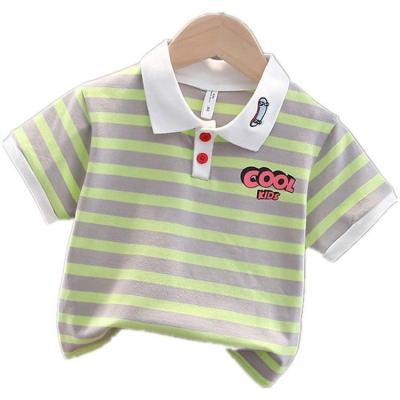 China Baby Summer Breathable Newborn Shine Stripes Soft Baby Cool T-shirt Cotton Summer T-shirt Pattern Custom Material for sale