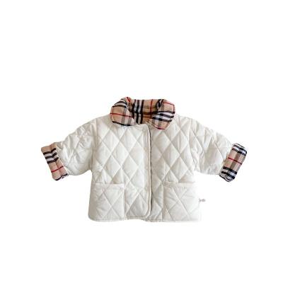 China 2022 Breathable INS Cotton Baby Coat Autumn Winter Clothes Unisex New Thickened Rhombic Plaid Baby Bilateral Coat for sale