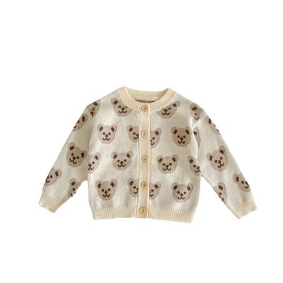 China Insti 2022 Breathable Autumn Infant Cardigan Baby Boys And Girls Clothing Cute Bear Jacquard Knitted Sweater Baby Coat for sale