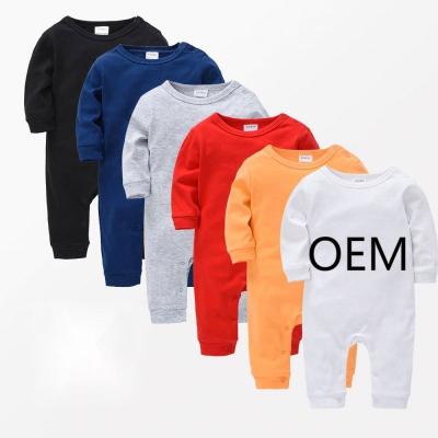 China Europe and America Baby Clothing Set Custom Baby Clothes 100% Cotton Plain Newborn Jumpsuit Custom Logo Baby Romper Boy and Girl for sale