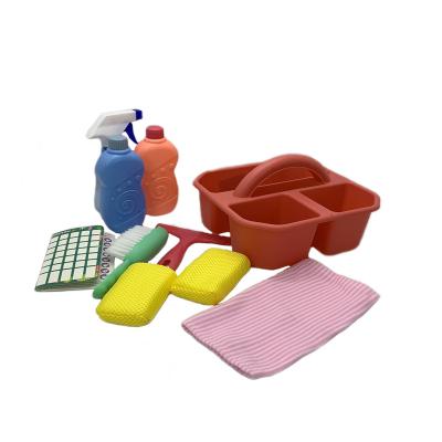 China Plastic Cleaning Toys Pretend Play Toy Set Amazon Hot Selling 2021 Toy Set Basket Packing Clean Set for sale