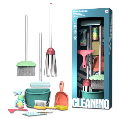 China 2021 New Arrival Clean Tool Toy Preschool Kids Pretend Play Set Cleaning Set Toys Clean Play House Toy Clean 12 PCS Tool Set Real for sale