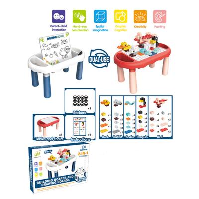 China Pretend Toy 2IN1 47pcs Toy Building Block Office Drawing Board Dual-Use Study Desk Toy Play Set for sale