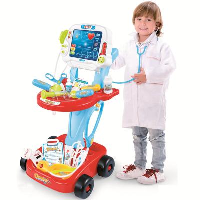 China Playing Doctor Toy Test Equipment Set Musical Toy ECG Pretend Doctor Play Cart for sale