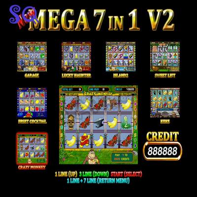 China 8 version for choice. Auto Gambling Board Mega Slot Games 7 In 1 PCB With With Jamma Harness Slot Machine for sale