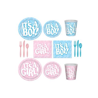 China Kiaye baby shower 8 kind of 16 guest baby shower reveal boy girl birthday party decoration tableware for sale