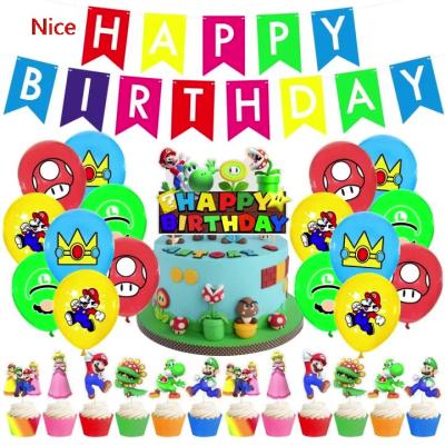 China Kiaye Mario Theme Latex Balloons Happy Birthday Topper Banner Decoration Gift Kits for Kids for sale