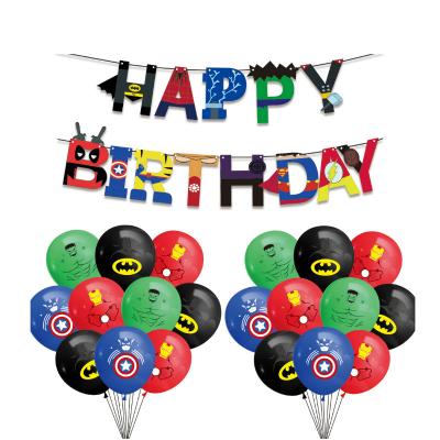 China Decoration Gift Kiaye Superhero Theme Party Balloons With Happy Birthday Banner Kits For Kids for sale