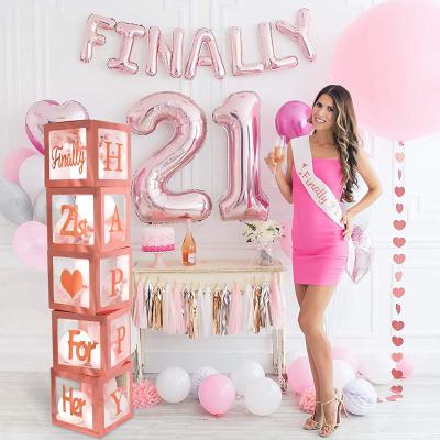 China Custom Festival Decoration 6 Pcs Letters Gender Reveal Baby Shower Wedding Happy Birthday Balloon Box Decorations With Balloon for sale