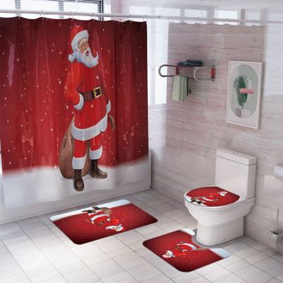 China Terylene Kiaye Merry Christmas Flannel Door Mat Carpet Family Bathroom Christmas Decoration Non-Slip Party Mat for sale