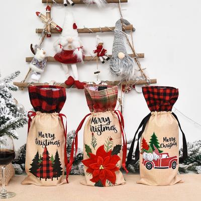 China Candy Christmas Wine Bottle Bag Table Decorations Christmas Gifts Bag For Event Party for sale