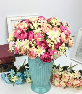 China New Design Flowers Durable Colorful Rose Bouquet Artificial Roses For Home Decoration for sale