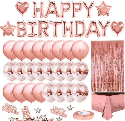 China Decoration Gift 2021 New Arrives Happy Birthday Balloons Party Tablecloth Decorative Rain Confetti Silk Balloon for sale