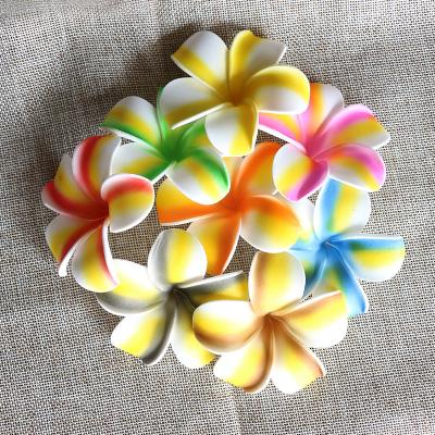 China Wholesale Cheap Foam Colorful Frangipani Flower Foam Kiaye Decorative Plumeria Flower Heads for sale