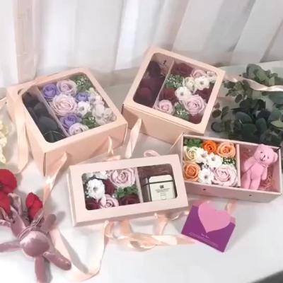 China Decoration Gift Kiaye Shape Soap Rose Flowers Artificial Gift Boxes DIY Creative Hot Selling Valentines Day Gifts for sale