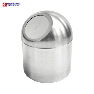 China Mini Size Workable For Office Stainless Steel Push Lid Metal Waste Bin for sale