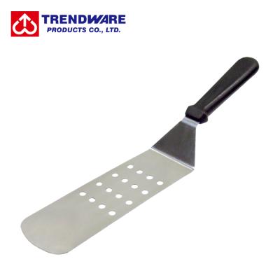 China Sustainable Kitchen Stainless Steel Perforated Turner Spatulas With Plastic Handle for sale