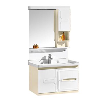 China Modern White Ceramic Bathroom Cabinets 800x480mm Wash Basin Cabinet With Mirror for sale