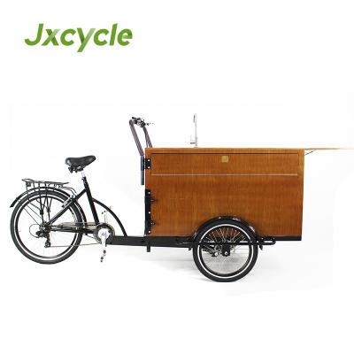 China Commercial Beverage Vending Coffee Bike Cart Fruit Processing Plant Wooden Coffee Vending Cart for sale