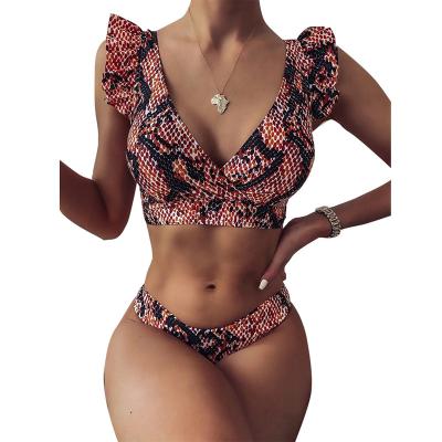 China Fashion Summer Beach Swimwear Breathable Hot Snake Printed High Waisted Two Piece Women's Bikini for sale