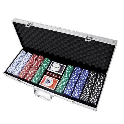 China Eco-friendly wholesale 500 color dice poker chips with include 2 poker cards and 1 dealer in a tough durable aluminum case for gambling play for sale