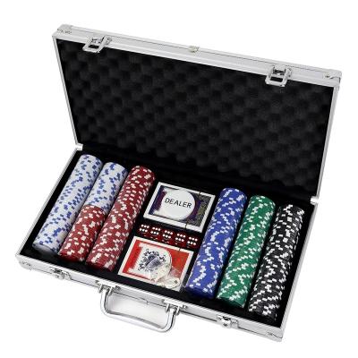 China Hot Selling 300 Clay Amazon Poker Chips Aluminum Case Carry PP Color Dice Poker ChipsAccessories Set For Casino Game for sale