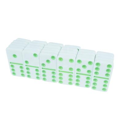 China Custom Casino Standard Factory OEM Domino Set 28pcs Domino Green White Double 6 Six Dots For Table Other Entertainment Products for sale