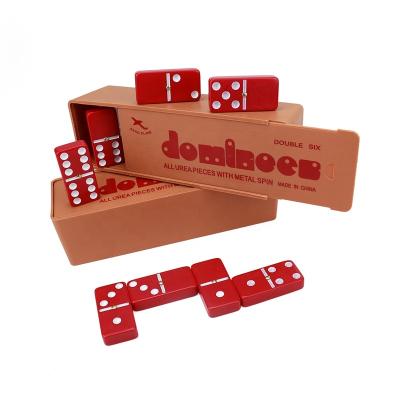 China Game Factory Wholesale Red Colorful Double Six Game Domino Sets In Plastic Box Custom Logo For Gambling Game for sale