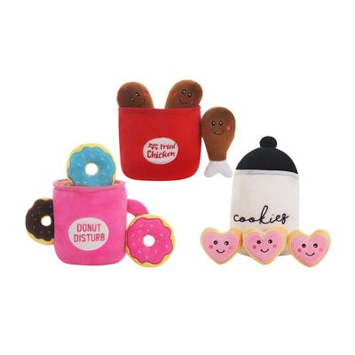 China Viable Hot Sale OEM Food Drumstick Donut Set Pet Toys For Dog With Squeaker for sale