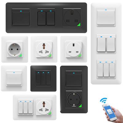 China UK EU Universal Smart Home Wireless Timer Tuya WiFi Wall Light Push Button Switch 16A Alexa Electrical Outlet and Power Socket YD22-WS-P2+YD22-WS-S2 for sale