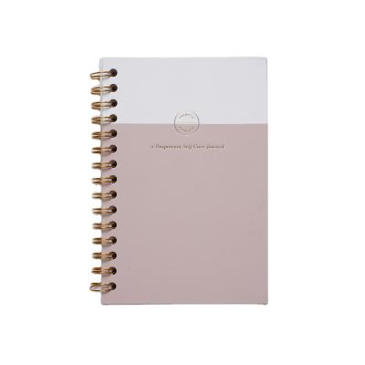 China A5 Personalized Design PU Splice Cover Diary Spiral Notebook Custom Hardcover Leather Diary Lined Coil Spiral Pink Pregnancy Journal for sale