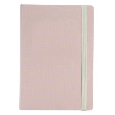 China Custom Printed Hardcover Journal Canvas Think Pink Dotted Paper Hardcover Fabric 6*9 Grid Journal Notebooks with Pen Loop for sale