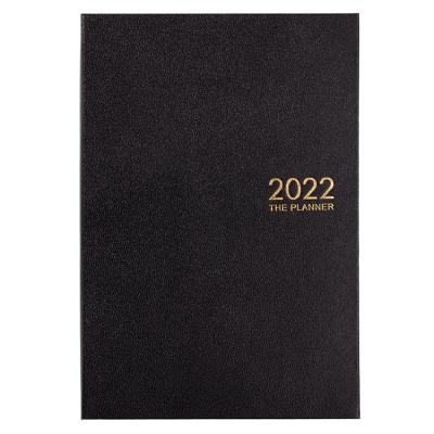 China Daily Planner 2022 Hardcover Book A5 Black Leatherette Cover Daily Planner Yearly Planner Notebooks for sale