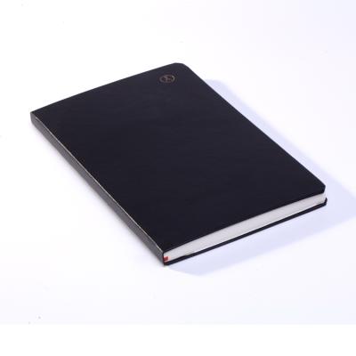 China Custom Hardcover A5 Notebook Maker Black PU Leather Cover Hardcover Around Corner Business Blank Notebook Agendas for sale