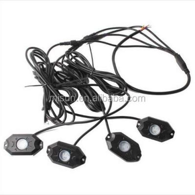 China Top High Power 12V 4 Lugs Brightness RGB Waterproof Off Road Led Rock Lights Truck Underbody Lamp for sale