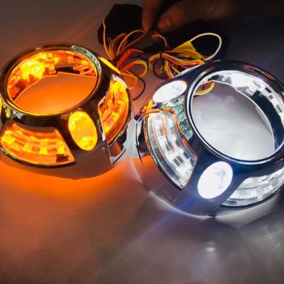 China Led Lens Shroud Roller Coaster Projector Lens DRL Turbinet White Amber Shroud for sale