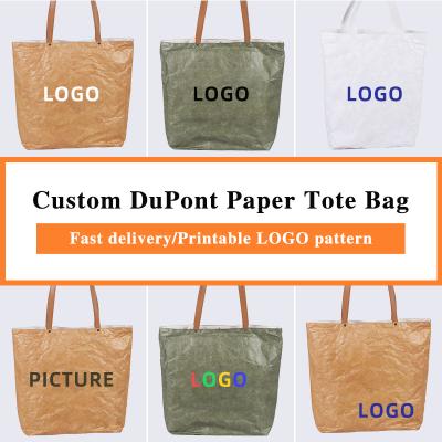 China Custom Women Waterproof Tote Shopping Bag Large Capacity Dupont Paper Waterproof Washable Student School Bags Work Handbags Accessories for sale