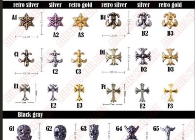 China NEW Rhinestone Nail Art Alloy Complex Guke Luo Hearts Chrome Fashion Silver and Gold Mixed Trendy Metal Plated Cross Studs for sale