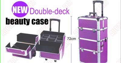 China Pink/Pink Professional Multilayer Large Beauty Box Trolley Cosmetic Case Nail Art Box SO-126 for sale