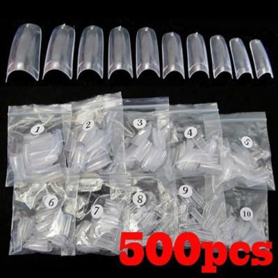 China 2014 new arrivals salon 500pcs clear artificial nail tip ultra-thin transparent French half, 500 pcs false nail tip+10 class for sale