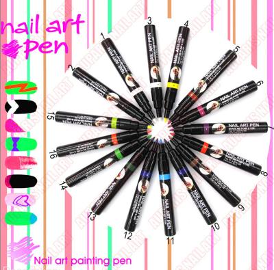 China 16 Colors Nail Gel Design 3D Acrylic UV Nail Art Pen Paint Tube False Nail Polish Tips Drawing Pen for sale