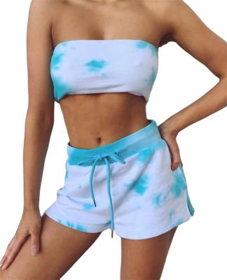 China QUICK DRY Women Summer Sets Tube 2021 Top Pants Sweats Short 2 Piece Set Women for sale