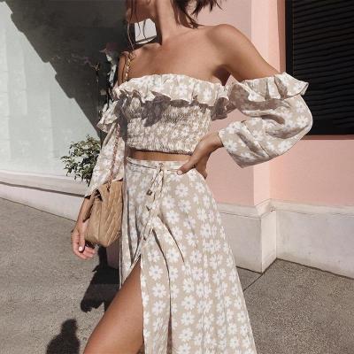 China 2020 Anti-wrinkle Ruffle Beach Summer Dresses Female Twist Off The Shoulder Women Floral Print Casual Dress for sale