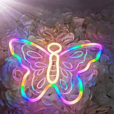 China Customized Neon Signs Outdoor Waterproof Bar Neon Signs Led Words Butterfly Light Neon Sign for sale