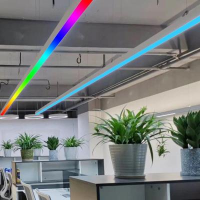 China Magic RGB Color Running Seamless Linkable Ceiling Pendant Lamp RGB Control Magic Color Running 60W Dimmable Led Linear Light for sale