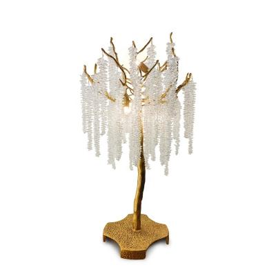 China Acorn Modern Luxury Minimalist French Creative Copper Decoration Style Light Bedroom Crystal Table Lamp for sale