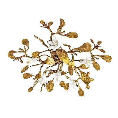 China Modern Bedroom Modern Copper Hotel White Black Red Clear Acrylic Led Flower Ceiling Lamp for sale